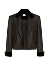 Marella Herringbone-pattern Cropped Jacket In Brown