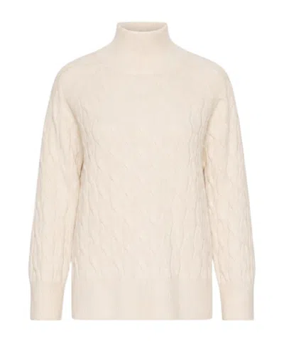 Marella Open-knit High-neck Sweater In White