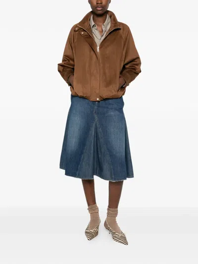 Marella High-neck Raglan-sleeve Jacket In Brown