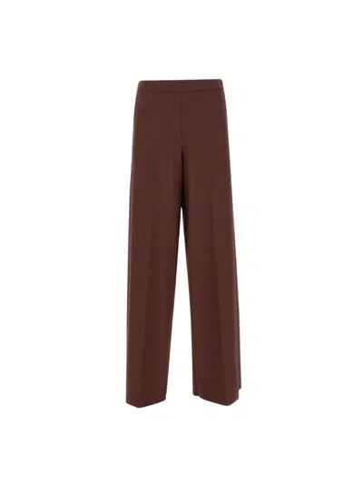 Marella High-waist Palazzo Trousers With Pressed Creases In Brown