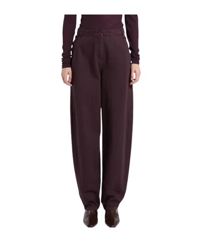Marella High-waisted Casual Trousers In Burgundy