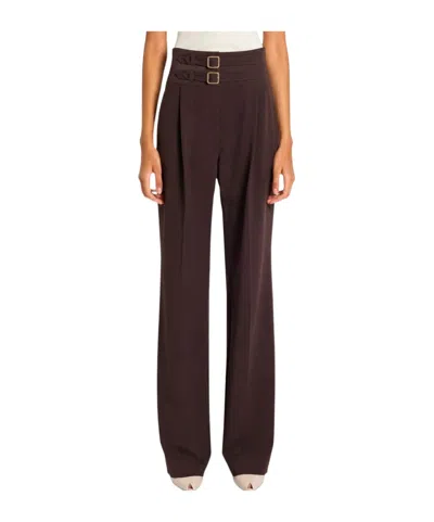 Marella High-waisted Casual Trousers In Brown