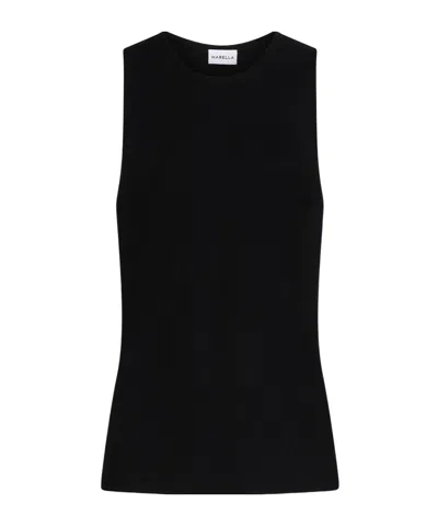 Marella Hollow Sleeveless Knitted Vest In Black