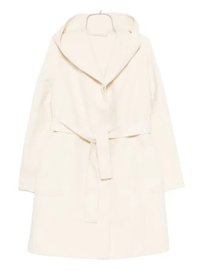 Marella Hooded Belted Coat In Neutral
