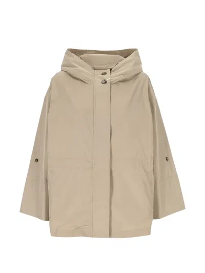 Marella Hooded Drawstring-waist Parka In Neutral