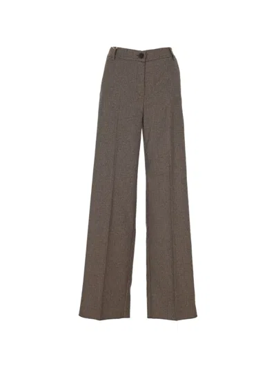 Marella Houndstooth Pressed-crease Trousers In Brown
