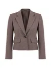 Marella Houndstooth-pattern Single-breasted Jacket In Brown