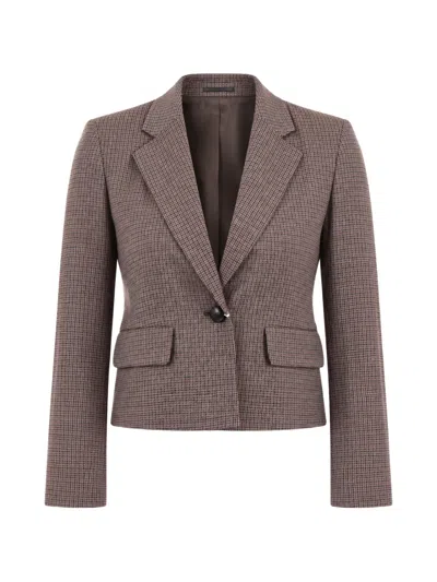 Marella Houndstooth-pattern Single-breasted Jacket In Brown