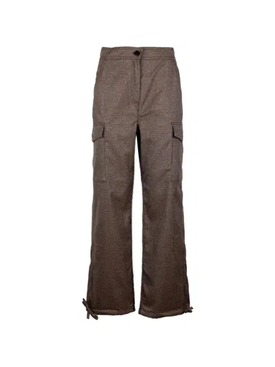 Marella Houndstooth-pattern Trousers In Brown