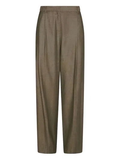 Marella Hull Pleated Straight-leg Trousers In Green