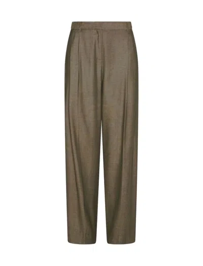 Marella Hull Pleated Straight-leg Trousers In Green