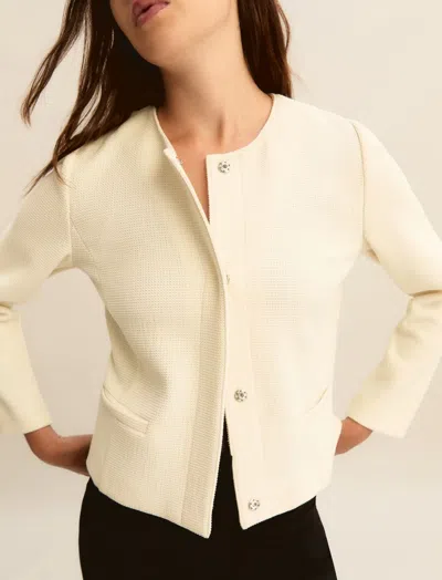 Marella Jacket In Mat Woman White Wool In Neutral