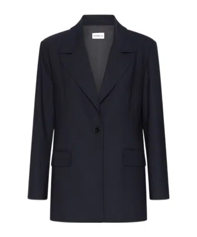 Marella Jacket With Half-belt Detail - Navy In Animal Print