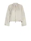 Marella Sand Jacket With Zip In Linen And Viscose In Gray