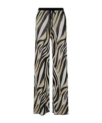 Marella Jacquard Knit Fabric Trousers In Black