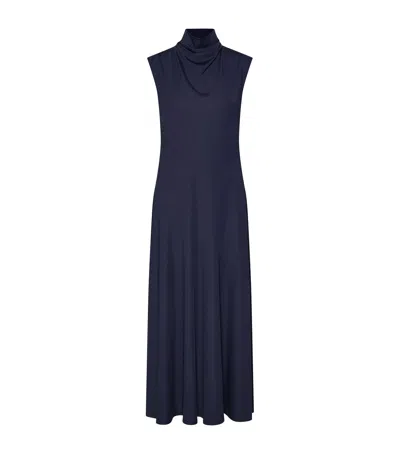 Marella Jersey High-neck Midi Dress In Blue