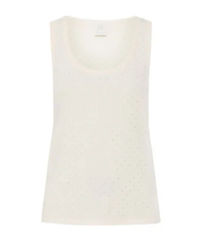 Marella Jersey Vest Top With Micro-rhinestone Detail In White