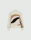 Marella Finito Colorblock Mock-neck Sweater In Grey
