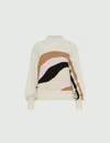 Marella Finito Colorblock Mock-neck Sweater In Grey