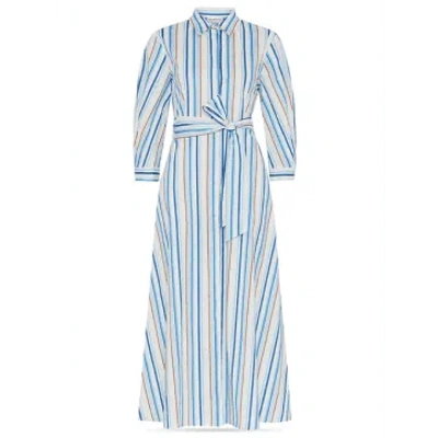 Marella Jutta Striped Midi Shirt Dress 24132214422 Col 003 In Turquoise