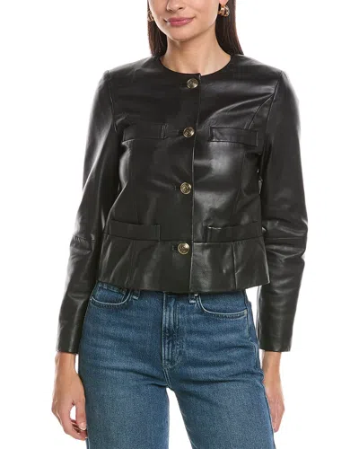 Marella Kaya Leather Jacket In Black