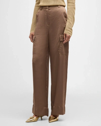 Marella Khat Straight-leg Cargo Trousers In Brown