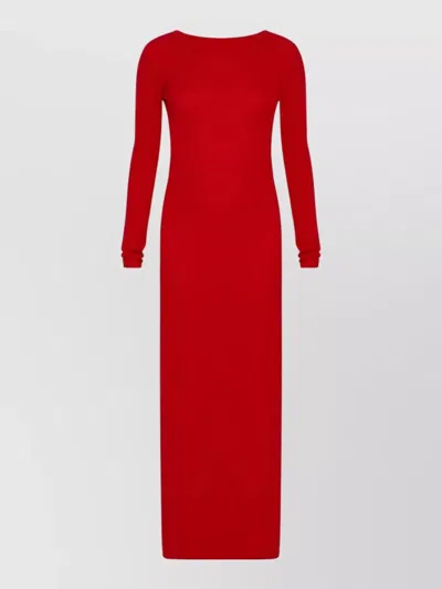Marella Knit Dress Fitted Silhouette Long Sleeves In Red