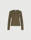 Marella Long-sleeved Crew Neck Sweater In Green