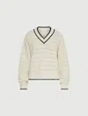 Marella Striped V-neck Sweater In White