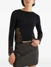 Marella Lace-insert Long-sleeve Sweater In Black