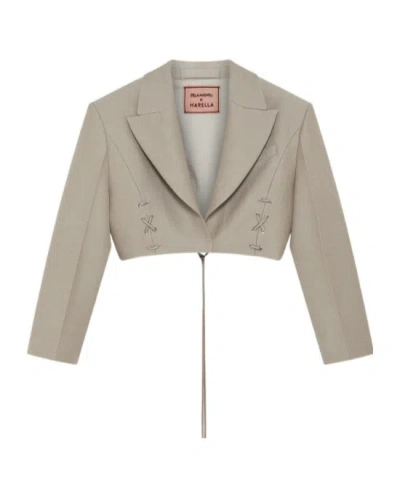 Marella Lace-up Cropped Blazer In Neutral