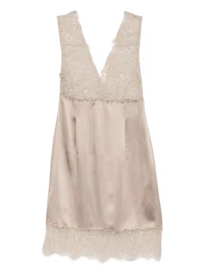 Marella Lace V-neck Dress In Neutral