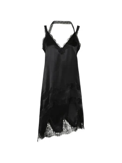 Marella Mllscoglio Delicate Lace Satin Slip Dress In Black
