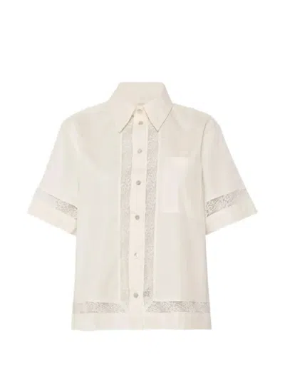Marella Lace-adorned Poplin Shirt In Neutral