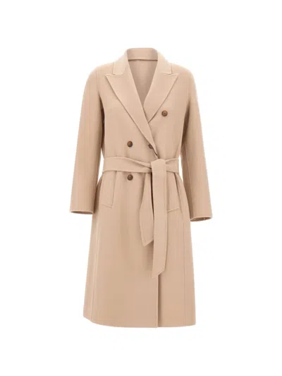 Marella Laghi Double-breasted Coat In Brown