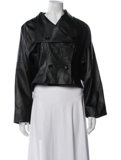 Pre-owned Marella Lamb Leather Jacket W/ Tags In Black