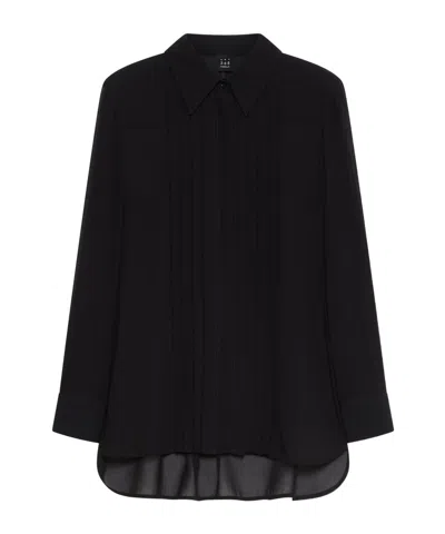 Marella Lapel Long Sleeve Shirt In Black