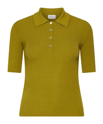 Marella Lapel Short Sleeve Polo Shirt In Green