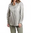 Marella Larix Laminated Linen Blouse In Light Grey