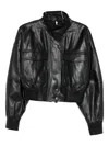 Marella Leather Bomber Jacket In Black