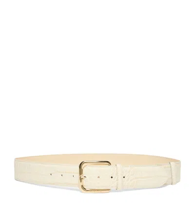 Marella Leather Croc-embossed Belt In Neutral