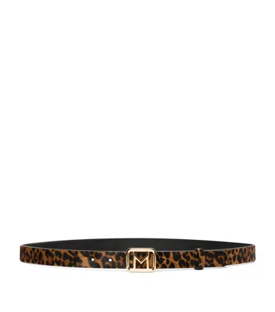 Marella Leather Leopard Print Belt In Animal Print