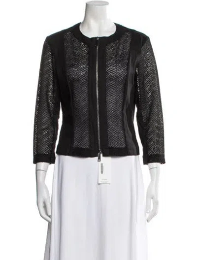 Pre-owned Marella Leather Patterned Jacket In Black