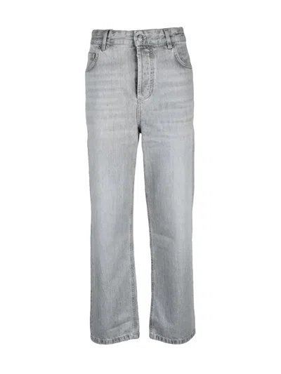 Marella Light Grey Straight Jeans In Gray