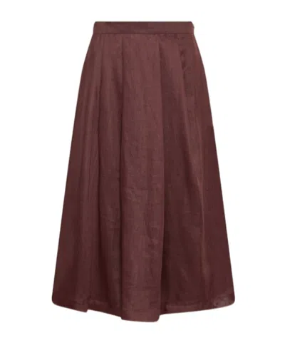 Marella Light Ramie Skirt In Brown