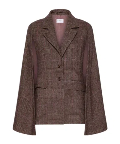 Marella Lightweight Wool-blend Cape Jacket In Brown