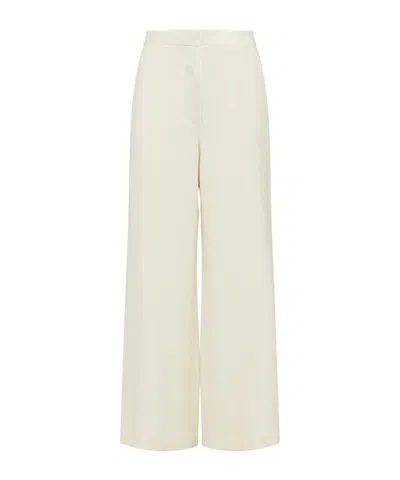 Marella Linen And Cotton Trousers - Cream In Multi