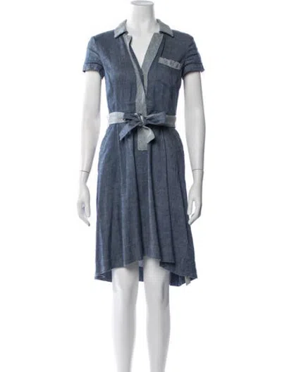 Pre-owned Marella Linen Knee-length Dress In Blue