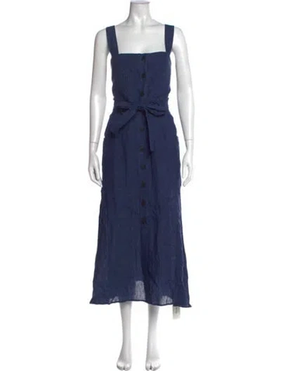 Pre-owned Marella Linen Long Dress W/ Tags In Blue
