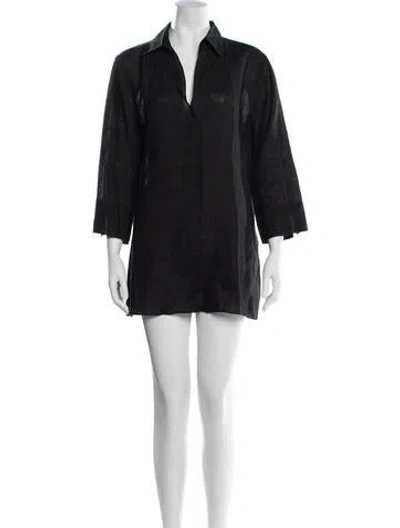 Pre-owned Marella Linen Mini Dress In Black